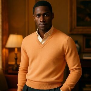 Ermenegildo Zegna Premium Cashmere V‑Neck Sweater Men’s 2XL – Made in Italy